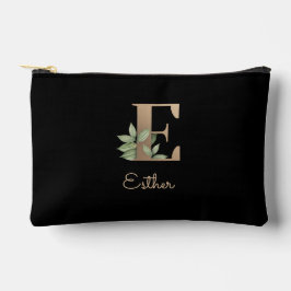 Eleganter Botanischer Monogramm-Goldbrief E Zubehörtasche
