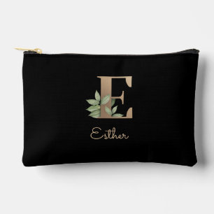 Eleganter Botanischer Monogramm-Goldbrief E Zubehörtasche