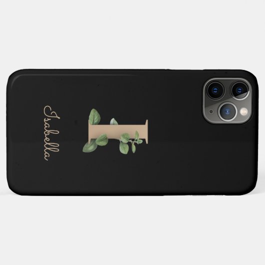 Eleganter Botanischer Monogramm-Goldbrief I Case-Mate iPhone Hülle (Rückseite (Horizontal))