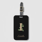 Eleganter Botanischer Monogramm-Goldbrief I Gepäckanhänger (Vorderseite Vertikal)