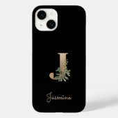 Eleganter Botanischer Monogramm-Goldbrief J Case-Mate iPhone Hülle (Rückseite)