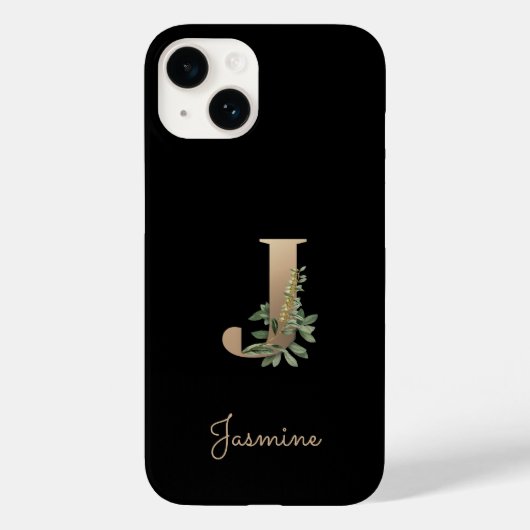 Eleganter Botanischer Monogramm-Goldbrief J Case-Mate iPhone Hülle (Rückseite)
