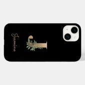 Eleganter Botanischer Monogramm-Goldbrief J Case-Mate iPhone Hülle (Rückseite (Horizontal))