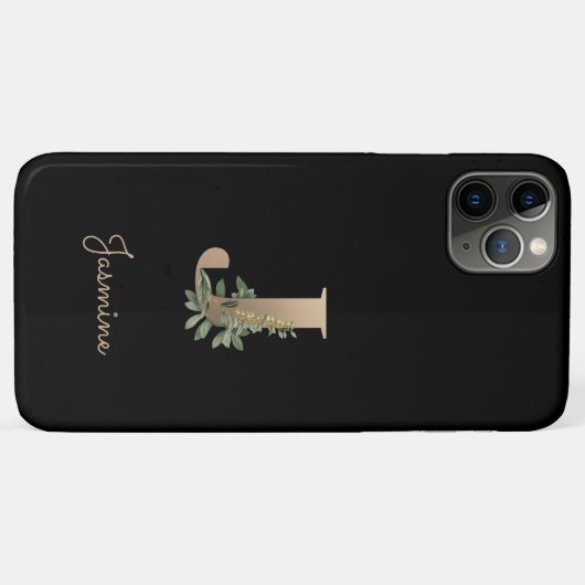 Eleganter Botanischer Monogramm-Goldbrief J Case-Mate iPhone Hülle (Rückseite (Horizontal))