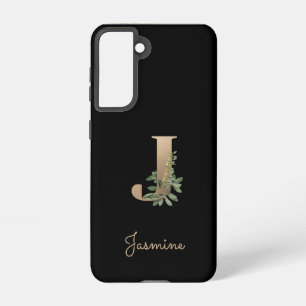 Eleganter Botanischer Monogramm-Goldbrief J Samsung Galaxy Hülle