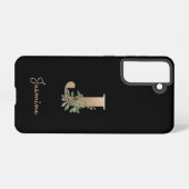 Eleganter Botanischer Monogramm-Goldbrief J Samsung Galaxy Hülle (Rückseite (Horizontal))