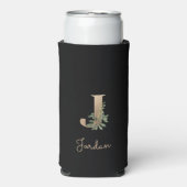 Eleganter Botanischer Monogramm-Goldbrief J Selters Dosenkühler (Seltzer Vorderseite)