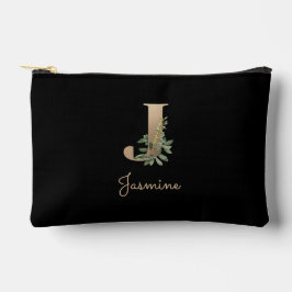Eleganter Botanischer Monogramm-Goldbrief J Zubehörtasche