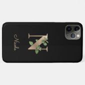 Eleganter Botanischer Monogramm-Goldbrief N Case-Mate iPhone Hülle (Rückseite (Horizontal))