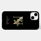 Eleganter Botanischer Monogramm-Goldbrief N Case-Mate iPhone Hülle (Rückseite (Horizontal))