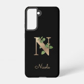 Eleganter Botanischer Monogramm-Goldbrief N Samsung Galaxy Hülle (Rückseite)