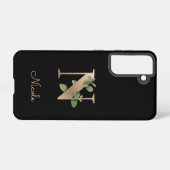 Eleganter Botanischer Monogramm-Goldbrief N Samsung Galaxy Hülle (Rückseite (Horizontal))