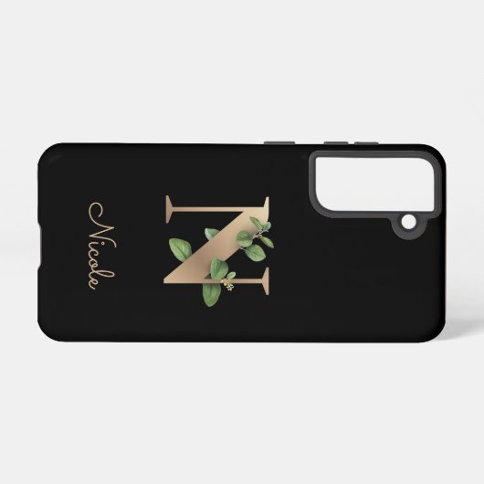 Eleganter Botanischer Monogramm-Goldbrief N Samsung Galaxy Hülle (Rückseite (Horizontal))