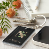 Eleganter Botanischer Monogramm-Goldbrief N Schlüsselanhänger (Vorderseite rechts)