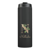 Eleganter Botanischer Monogramm-Goldbrief N Thermosbecher (Vorderseite)