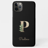 Eleganter Botanischer Monogramm-Goldbrief P Case-Mate iPhone Hülle (Rückseite)