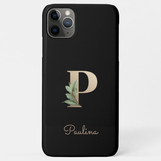 Eleganter Botanischer Monogramm-Goldbrief P Case-Mate iPhone Hülle (Rückseite)