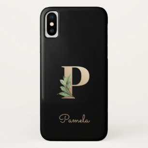 Eleganter Botanischer Monogramm-Goldbrief P Case-Mate iPhone Hülle