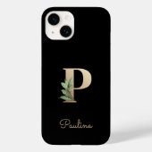 Eleganter Botanischer Monogramm-Goldbrief P Case-Mate iPhone Hülle (Rückseite)
