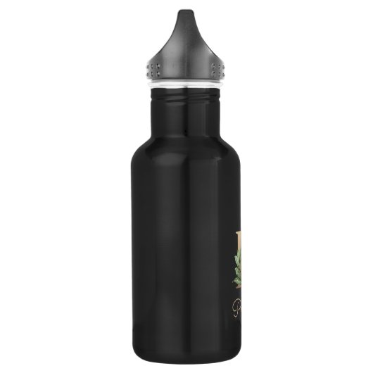 Eleganter Botanischer Monogramm-Goldbrief P Edelstahlflasche (Links)