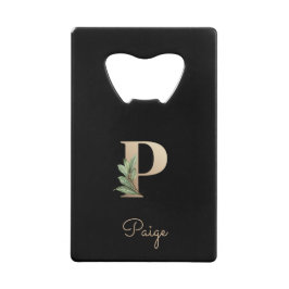 Eleganter Botanischer Monogramm-Goldbrief P Geldbeutel Flaschenöffner