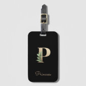 Eleganter Botanischer Monogramm-Goldbrief P Gepäckanhänger (Vorderseite Vertikal)