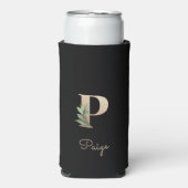 Eleganter Botanischer Monogramm-Goldbrief P Selters Dosenkühler (Seltzer Vorderseite)