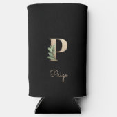 Eleganter Botanischer Monogramm-Goldbrief P Selters Dosenkühler (Vorderseite)