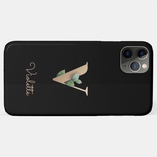 Eleganter Botanischer Monogramm-Goldbrief V Case-Mate iPhone Hülle (Rückseite (Horizontal))