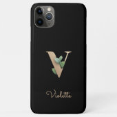 Eleganter Botanischer Monogramm-Goldbrief V Case-Mate iPhone Hülle (Rückseite)