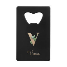 Eleganter Botanischer Monogramm-Goldbrief V