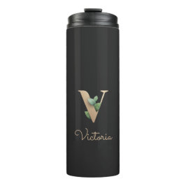 Eleganter Botanischer Monogramm-Goldbrief V Thermosbecher