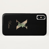 Eleganter Botanischer Monogramm-Goldbrief X Case-Mate iPhone Hülle (Rückseite (Horizontal))