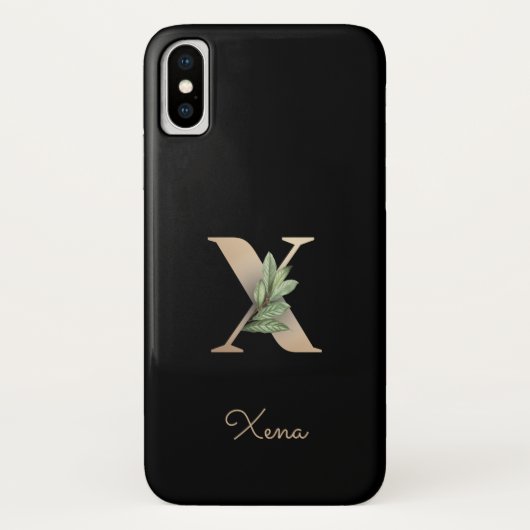 Eleganter Botanischer Monogramm-Goldbrief X Case-Mate iPhone Hülle (Rückseite)