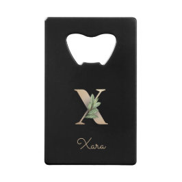 Eleganter Botanischer Monogramm-Goldbrief X Geldbeutel Flaschenöffner