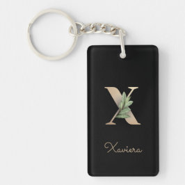 Eleganter Botanischer Monogramm-Goldbrief X Schlüsselanhänger