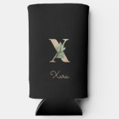 Eleganter Botanischer Monogramm-Goldbrief X Selters Dosenkühler (Vorderseite)