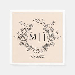 Eleganter Botanischer Monogramm-Hochzeitstil Serviette