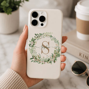 Eleganter Botanischer Monogramm iPhone-Fall mit Na iPhone 16 Pro Max Hülle