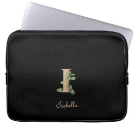 Eleganter Botanischer Monogramm-Letter-I-Laptop-Si Laptopschutzhülle