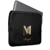 Eleganter Botanischer Monogramm-Letter M Laptop-Si Laptopschutzhülle (Vorne Rechts)