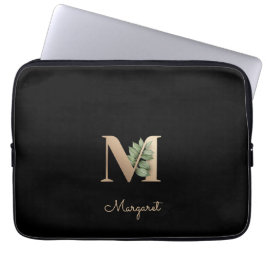 Eleganter Botanischer Monogramm-Letter M Laptop-Si Laptopschutzhülle
