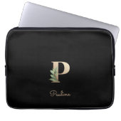 Eleganter Botanischer Monogramm Letter P Laptop-Si Laptopschutzhülle (Vorderseite)