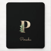 Eleganter Botanischer Monogramm Letter P-Maus-Pad Mousepad (Vorne)