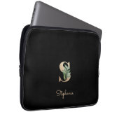 Eleganter Botanischer Monogramm-Letter S Laptop-Si Laptopschutzhülle (Vorne Rechts)