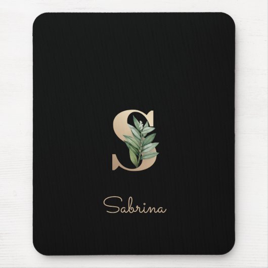 Eleganter Botanischer Monogramm Letter S Mouse Pad Mousepad (Vorne)