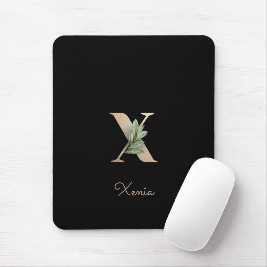 Eleganter Botanischer Monogramm Letter X-Maus-Pad Mousepad (Mit Mouse)