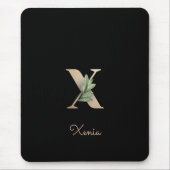 Eleganter Botanischer Monogramm Letter X-Maus-Pad Mousepad (Vorne)
