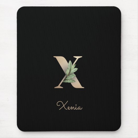 Eleganter Botanischer Monogramm Letter X-Maus-Pad Mousepad (Vorne)