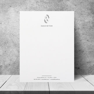Eleganter Botanischer Monogramm Minimalistischer L Briefbogen